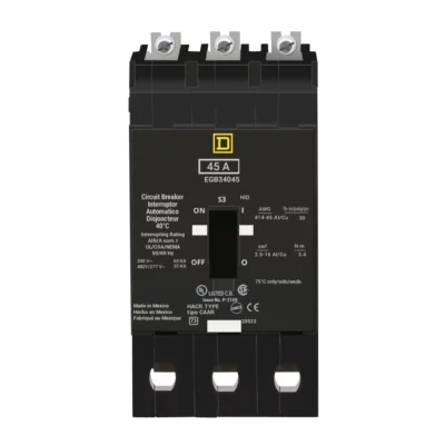 EGB34045 - Square D - Molded Case Circuit Breaker Bolt-On - 45 Amp - 3 Pole - 480 Volt