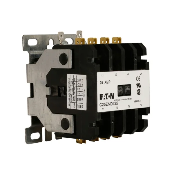 C25END425T Cutler Hammer C25 Series Contactor 4 pole 3 phase 600V 25A 24V coil - Image 2