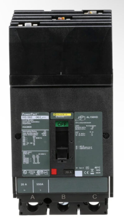 HGA36020 - Square D - Molded Case Circuit Breaker I-Line Plug-In - 20 Amp - 3 Pole - 600 Volt