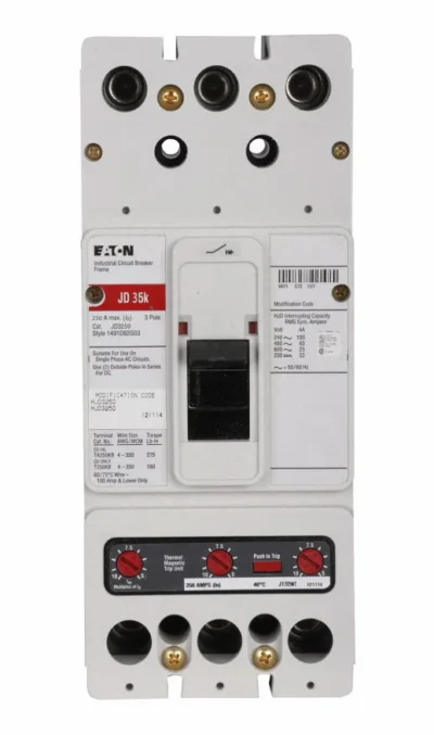 JD3250K - Eaton - Molded Case Circuit Breaker Bolt-On - 250 Amp - 3 Pole - 600 Volt