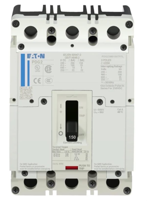 PDG23M0150TFFL - Eaton - Molded Case Circuit Breakers Feed-Thru - 150 Amp - 3 Pole - 600 Volt