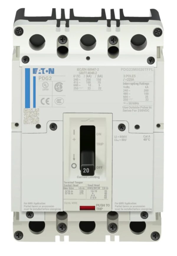PDG23M0020TFFL - Molded Case Circuit Breaker Feed-Thru - 20A -3 Pole - 600 Volt