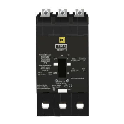 EDB34110 - Square D - Molded Case Circuit Breaker Bolt-On - 110 Amp - 3 Pole - 480 Volt