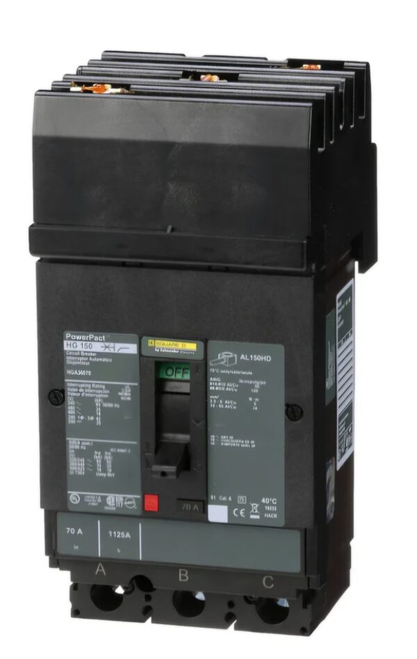 HGA36070 - Square D - Molded Case Circuit Breaker I-Line Plug-In - 70 Amp - 3 Pole - 600 Volt
