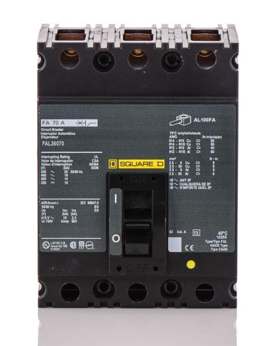FAL36070 - Square D - Molded Case Circuit Breaker Feed-Thru - 70 Amp - 3 Pole - 600 Volt
