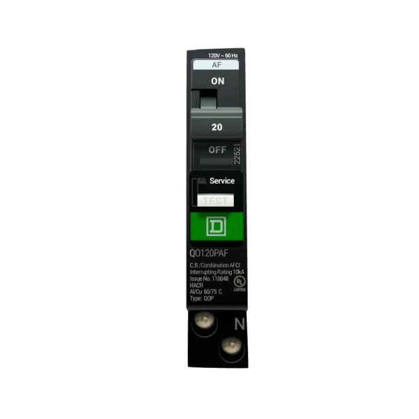 QO120PAF - Square D - 20 Amp AFCI Circuit Breaker Plug-In - 20 Amp - 1 Pole - 120 Volt