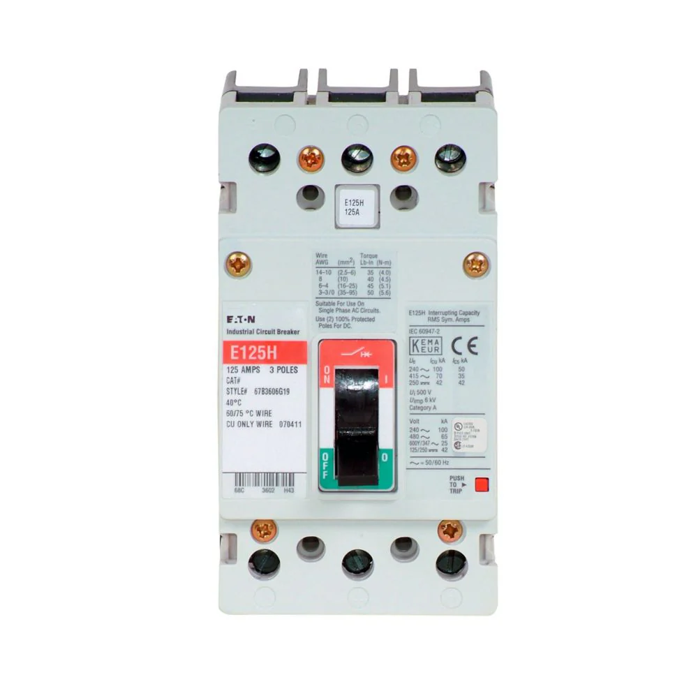 EGH3060FFB - Cutler Hammer Bolt-On 600V 60A 3 pole circuit breaker 65kA@480V