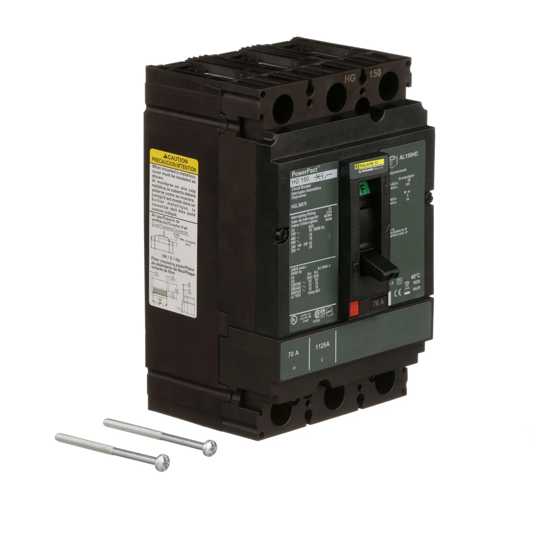 HGL36070 - Square D - Molded Case Circuit Breaker Feed-Thru - 70 Amp - 3 Pole - 600 Volt - Image 2