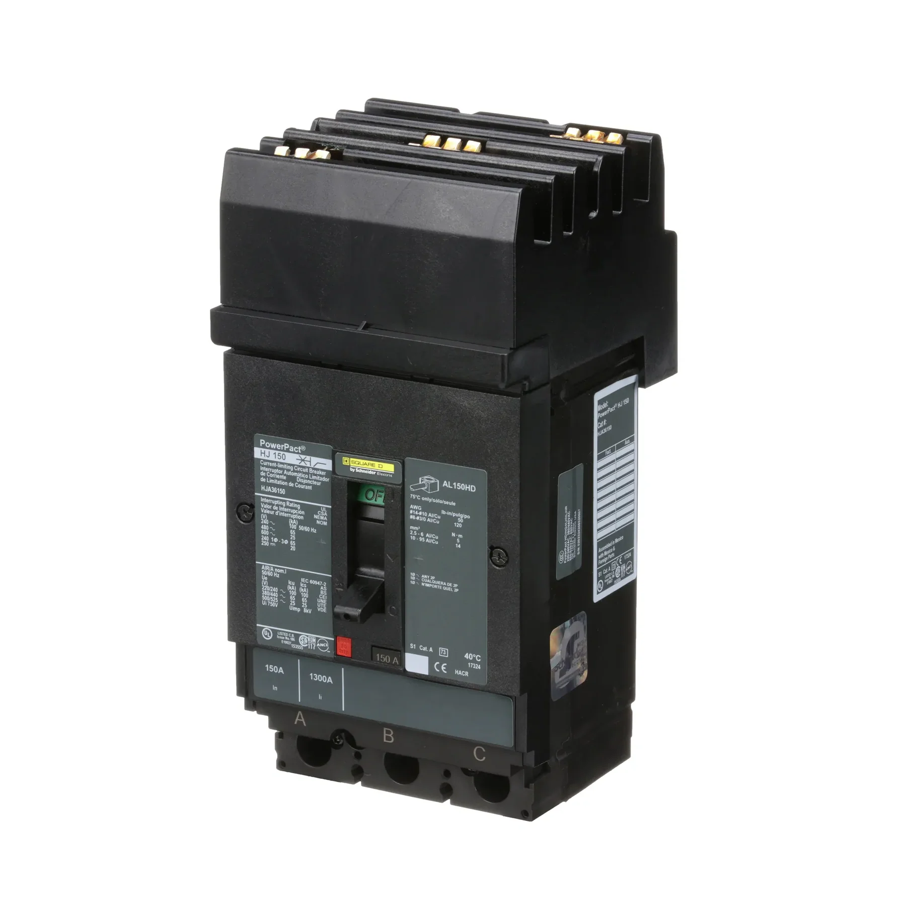 HJA36150 - Square D - Molded Case Circuit Breaker I-Line Plug-In - 150 Amp - 3 Pole - 600 Volt - Image 3