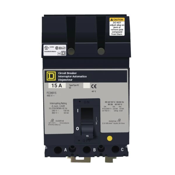 FC34015 - Square D - Molded Case Circuit Breakers I-Line Style Plug-In - 15 Amp - 3 Pole - 480 Volt