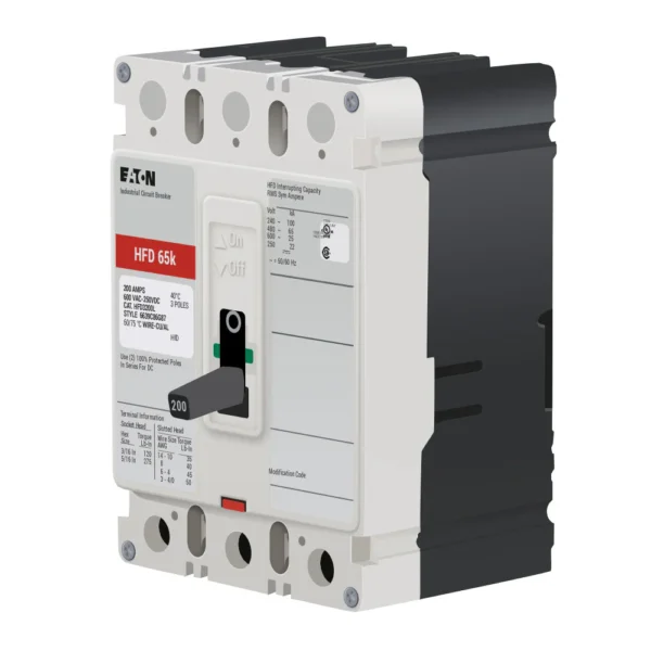 HFD3200L - Eaton - Molded Case Circuit Breaker Bolt-On - 200 Amp - 3 Pole - 600 Volt - Image 2